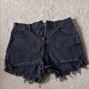 Abercrombie & Fitch Dark Denim Frayed Shorts